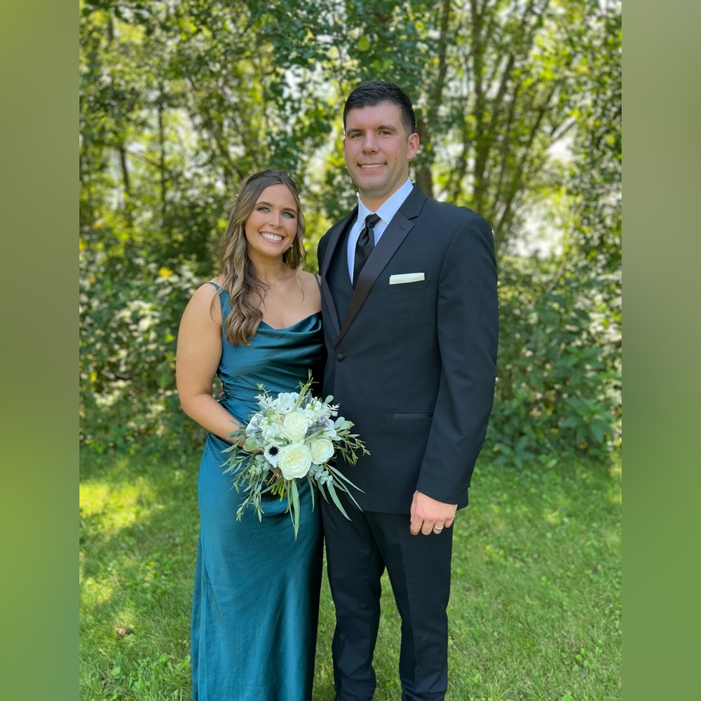 Hello Molly Teal Satin Cowl Maxi Dress - Picture 5 of 5